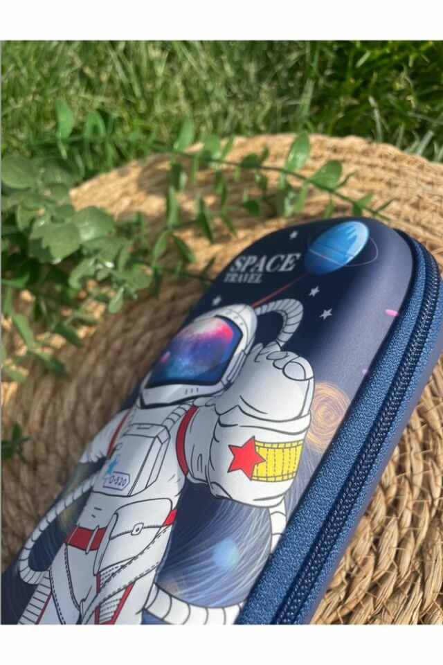 Astronot kabartmalı 3 boyutlu 3d temalı Eva kalemlik kalem kutusu Lacivert