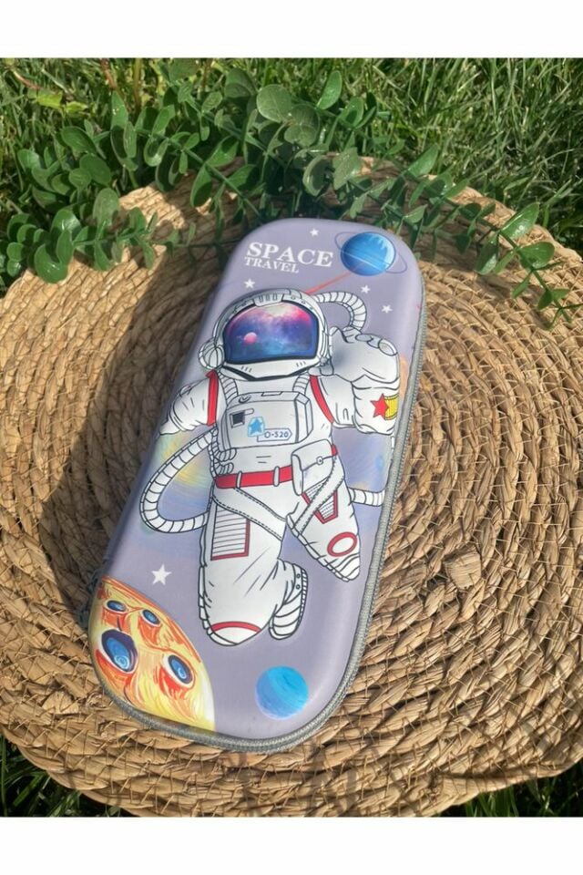 Astronot Kabartmalı 3 Boyutlu 3D Temalı Eva Kalemlik Kalem Kutusu Gri