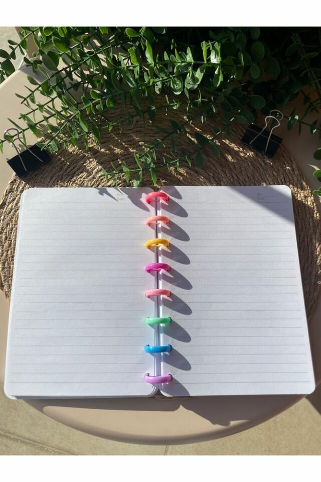 Yeni Nesil Spiralli Eğlenceli Çizgili Defter karışık renk