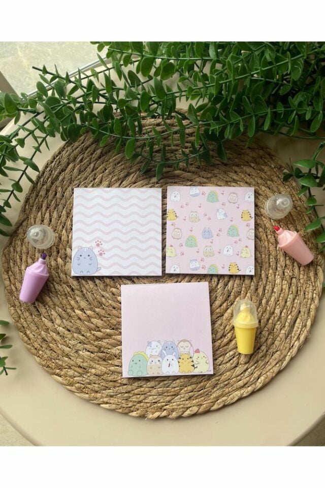 Sevimli Hayvanlar Notepad/memopad 3'lü Not Defter Seti