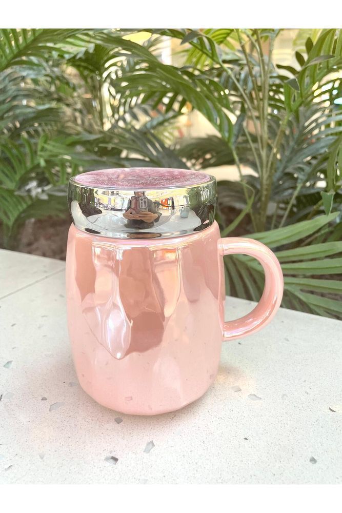 Kapağı Sulu Kupa Mug Pembe