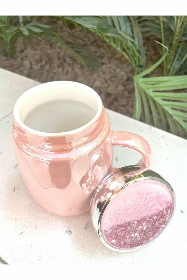 Kapağı Sulu Kupa Mug Pembe