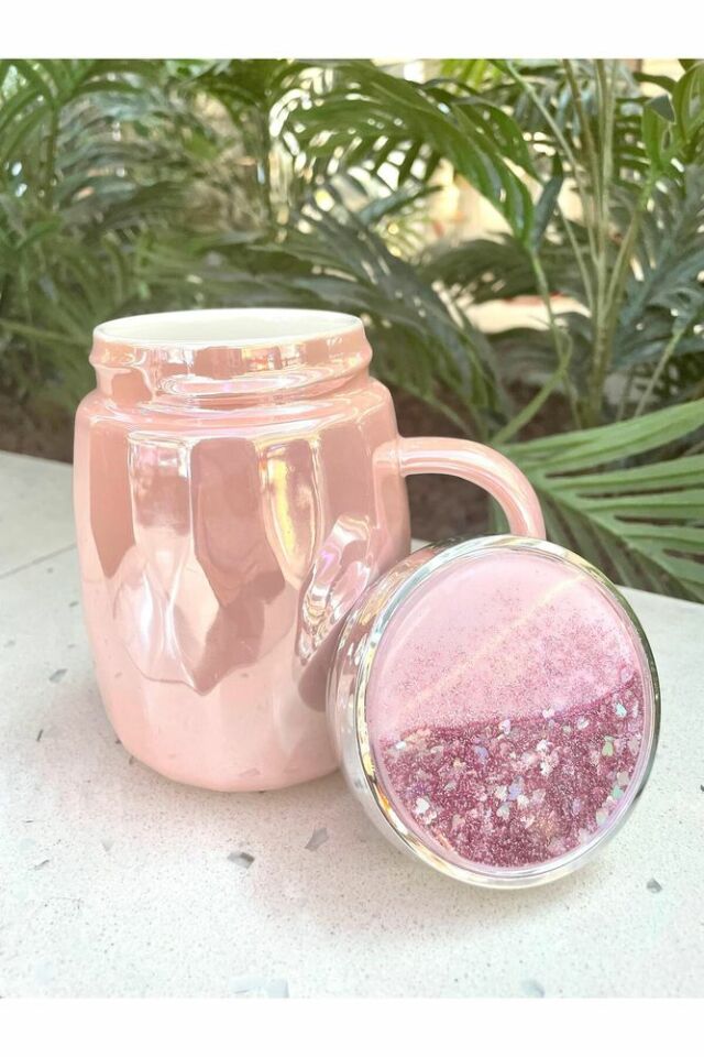 Kapağı Sulu Kupa Mug Pembe