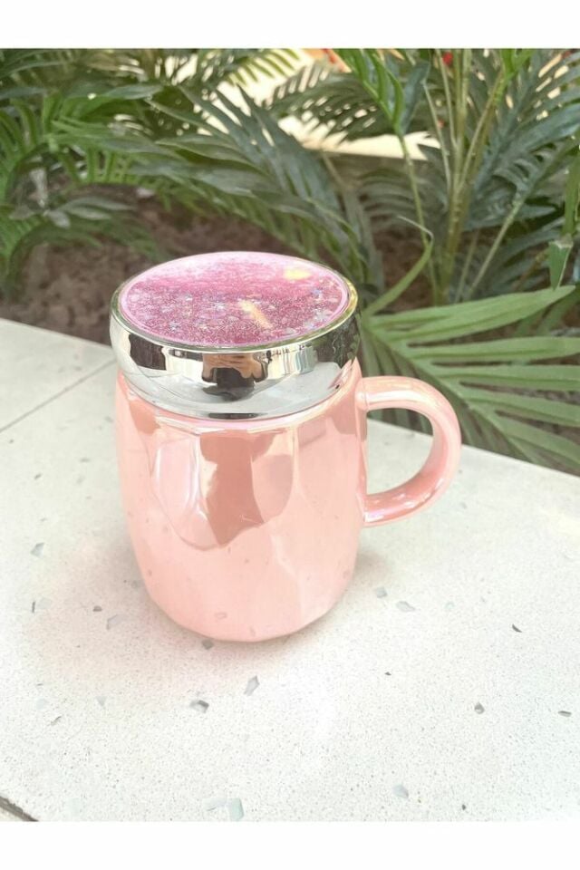 Kapağı Sulu Kupa Mug Pembe