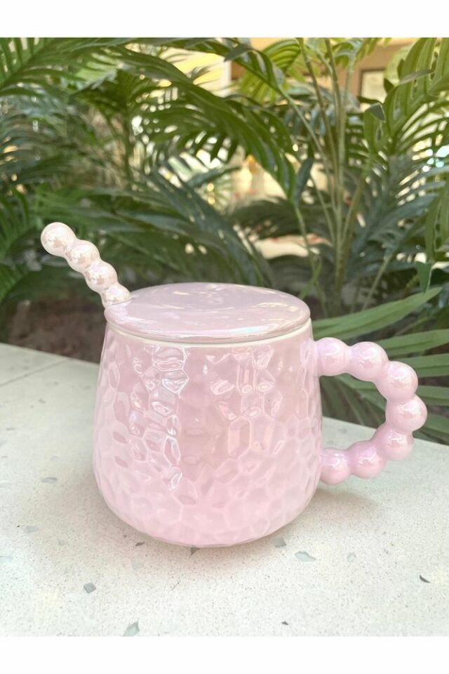 İnci Kupa Mug Lila-Kupa kapak ve kaşık
