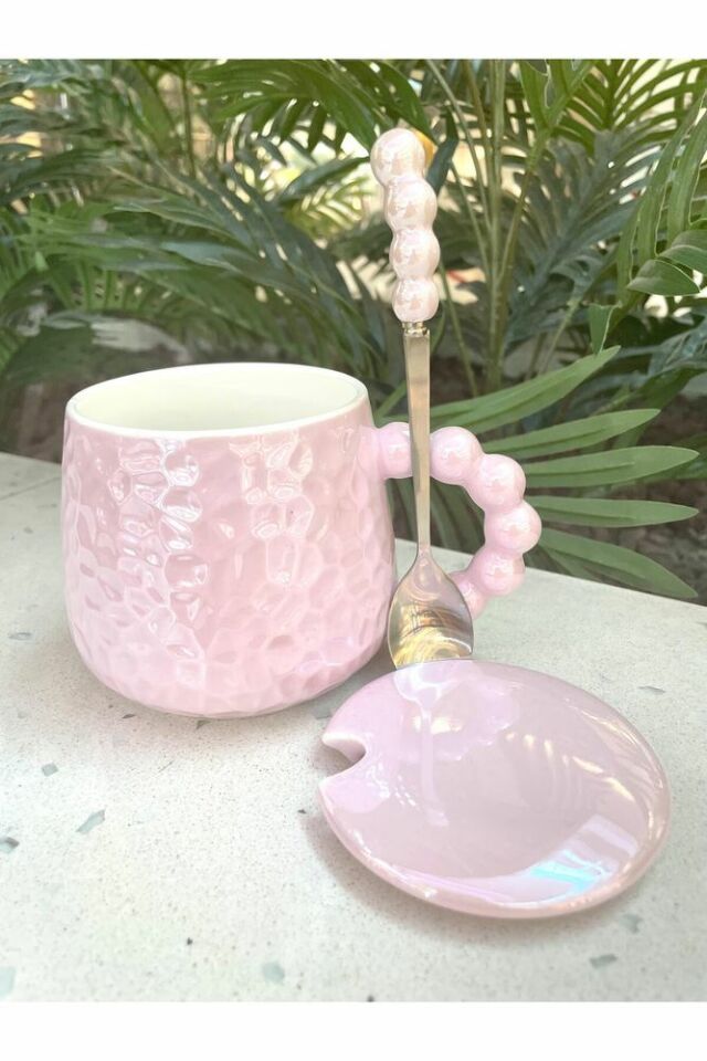 İnci Kupa Mug Lila-Kupa kapak ve kaşık