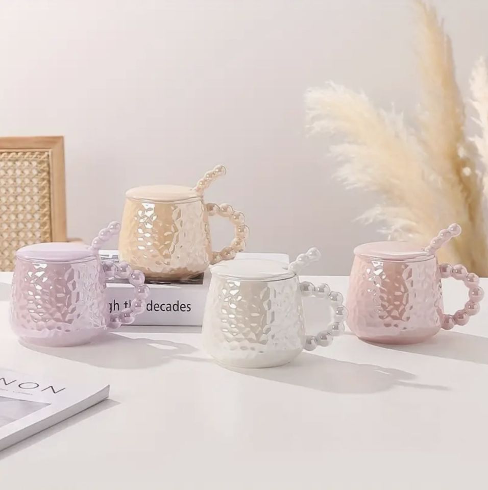 İnci Kupa Mug Lila-Kupa kapak ve kaşık