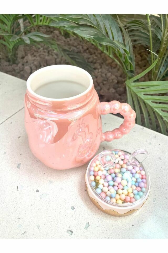 Tavşan Kapaklı Ponpon Kupa Mug Pembe