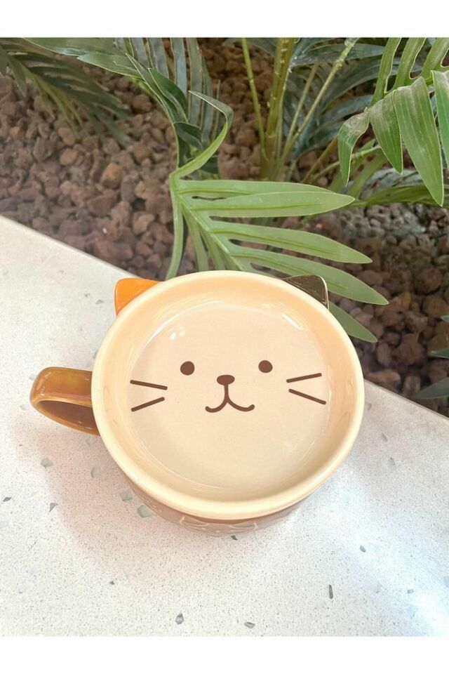 Seramik Kawaii karikatür sevimli kedi fincan kahve süt kapaklı kupa hediye