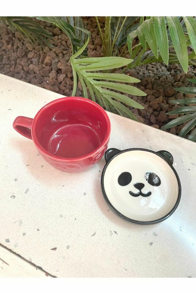 Seramik Kawaii karikatür sevimli Panda fincan kahve süt kapaklı kupa hediye