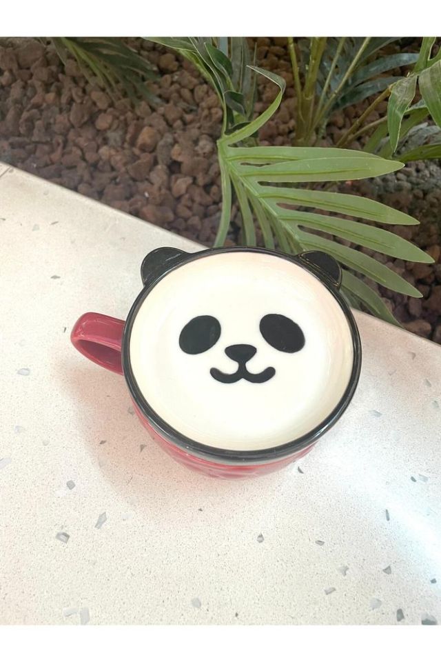 Seramik Kawaii karikatür sevimli Panda fincan kahve süt kapaklı kupa hediye