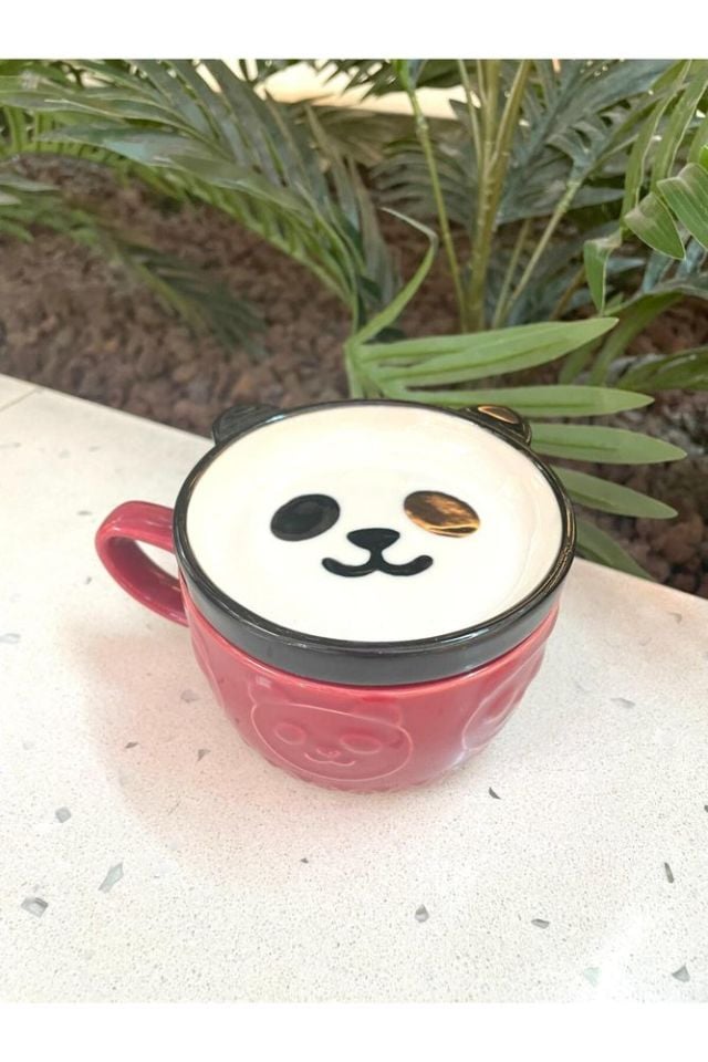 Seramik Kawaii karikatür sevimli Panda fincan kahve süt kapaklı kupa hediye