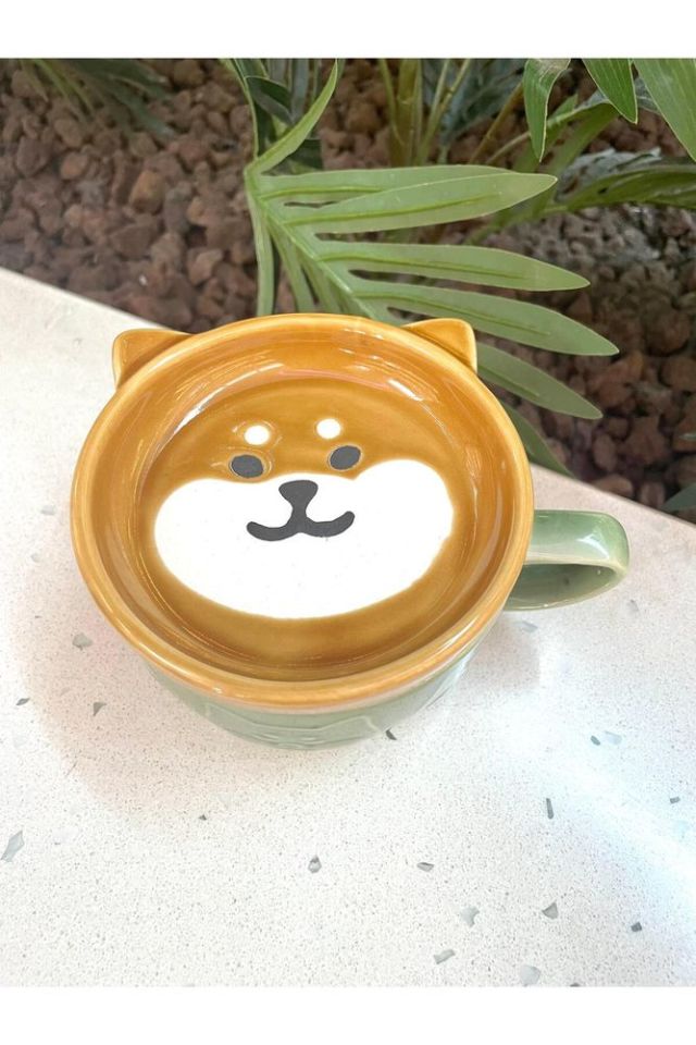 Seramik Kawaii karikatür sevimli köpek fincan kahve süt kapaklı kupa hediye